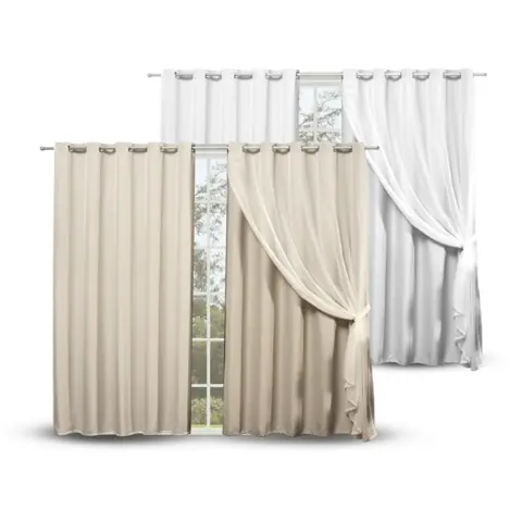 Cortina Blackout Blecaute Tecido com Voil 2M 3M 4M 5M 6 Metros Branca Bege Sala Quarto Porta Janela