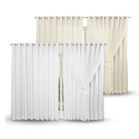 Cortina Voil Liso e Forro Tecido para Varão 2M 3M 4M 5M 6 metros Microfibra Branca Palha Sala Quarto Porta...
