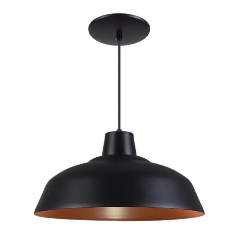 Pendente Retrô 34cm Alumínio Industrial Vintage Luminária Lustre Branco Preto Cobre - T&T Iluminação