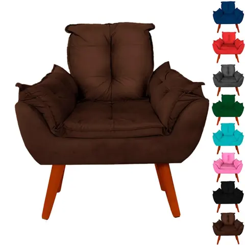 Poltrona Cadeira Opala Suede Varias Cores Pés Palito Para Recepção Sala De Estar