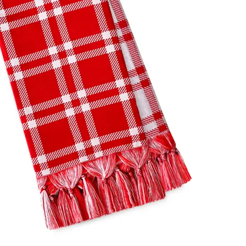 Manta Xale de Sofá e Cama Natalina Xadrez Vermelho Dupla Face