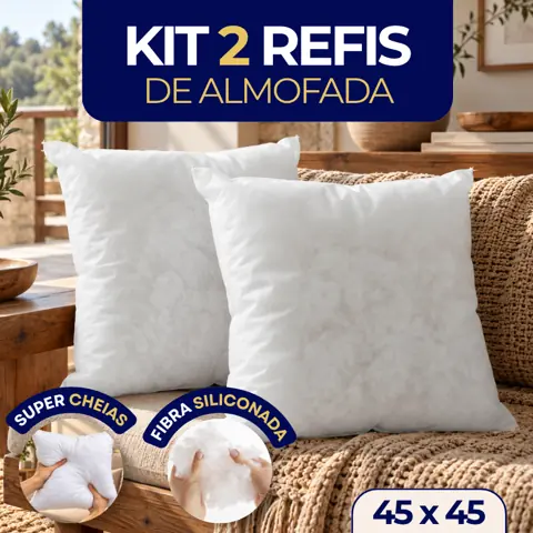 Kit 2 Enchimento de Almofada Decoração 45x45 Fibra Siliconada Antimofo Silicone Antialérgico Premium