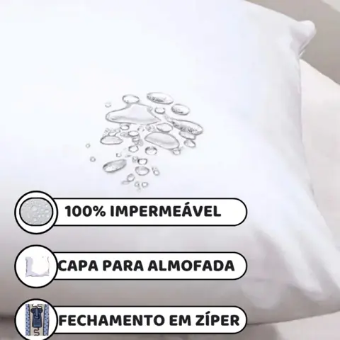 Kit 4 Capa de Almofada 45x45 IMPERMEÁVEL Anti - Ácaro c/ Zíper Branco