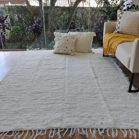 Tapete Boho Grande 2,00 X 1,50 Artesanal Luxo Sala Quarto Felpudo Fofinho Rústico 100% Algodão Tear