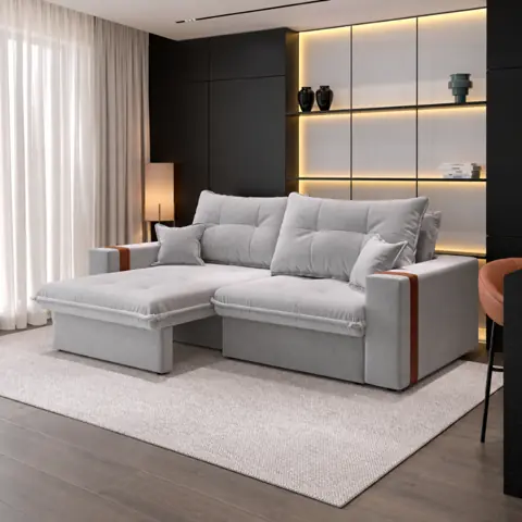 Sofá-cama Retrátil Reclinável 3 Lugares Linho 2,00m Ipanema