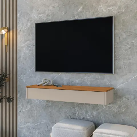 Rack Suspenso 100CM Para Sala Quarto Tv com Gaveta Multifuncional Home Decoração Aparador