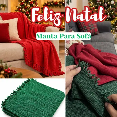 Capa Para Sofa Retrátil Manta Decoração Natal Terracota Luxo 210 X 120CM Tamanho