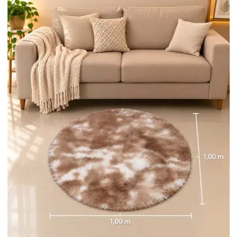 Tapete Redondo Felpudo 1x1m com Base Antiderrapante para Mais Segurança