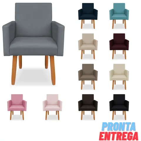 Poltrona Cadeira Nina Deluxe Pé Palito Suede Premium