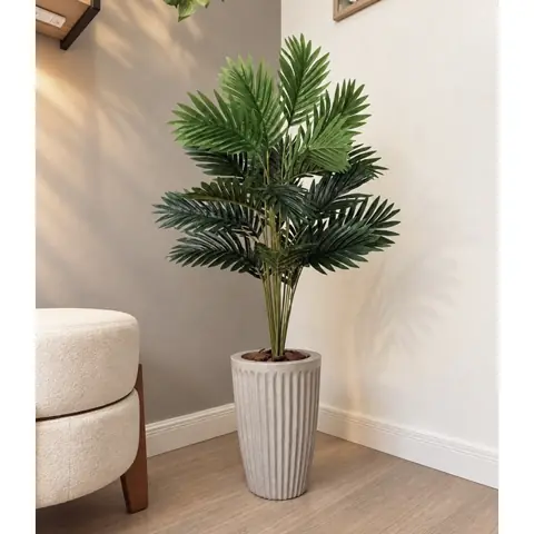 Planta Artificial Palmeira 24 Folhas Vaso Romano Altura 1 Metro Completo Grande