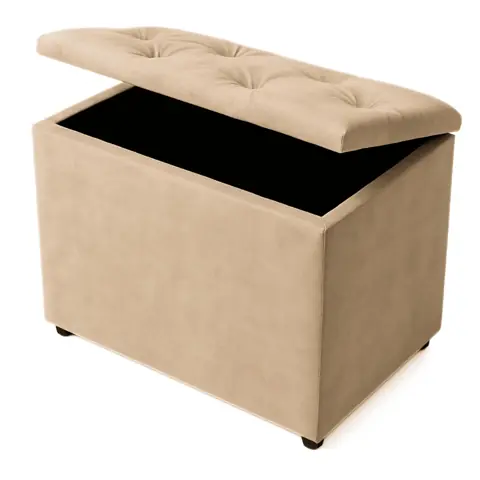 Baú Retangular Puff Guarda Objetos Decoração Assento Conforto