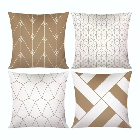 Kit c/ 4 Capas de Almofada Decorativas Modern Print 45x45 - Geométrica Nude