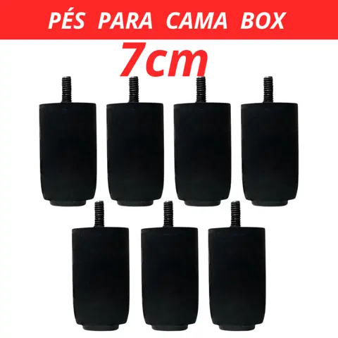 Pés para Cama Box Pezinho Madeira 7cm CASAL SOLTEIRO QUEEN KING Pé moveis Sofá Armário - Preto