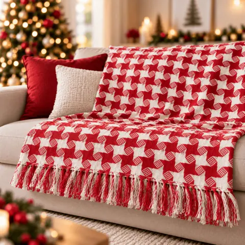 Manta Para Sofá Natal Estrela Gigante 100% Algodão Protetor Decoração Natal