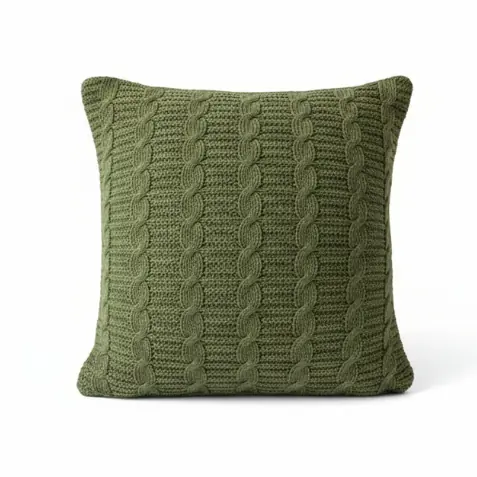 Capa Almofada Tricô Trança 45x45 Luxo Decorativa Macia Sofá Cama Premium Conforto Sala Moderna FI