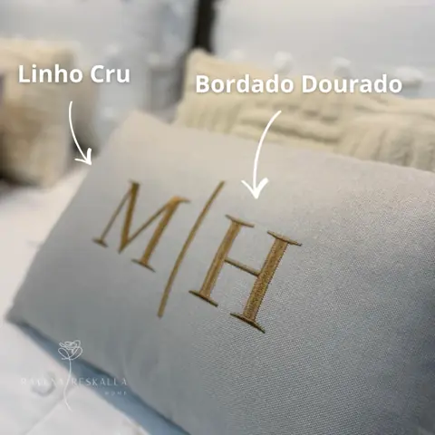 CAPA Para Almofada Personalizada Bordada Baguete Linho Veludo Casa Cama Posta Decoração