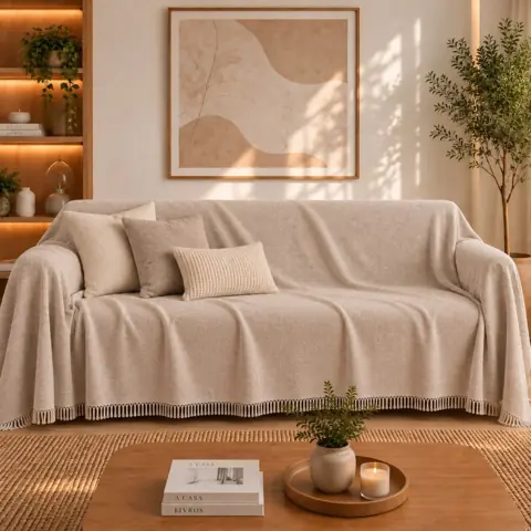 Manta Para Sofá Gigante 400x180cm Tipo Capa Protetora de Sofá Luxo Super King 4 Lugares Algodão Decorativa