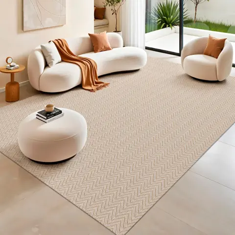 Tapete Sala 2,50 x 2,00m 100% Algodão Antiderrapante Moderno Grande Bege Creme Bege Cinza