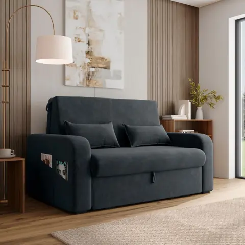 Sofá Cama com Baú 2 Lugares 140cm Lady Day Cinza Matrix