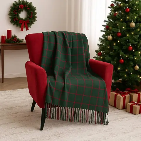 Manta para sofa, Toalha de Natal, Decoração Natalina Luxo final de ano, Artesanato Tear Mineiro