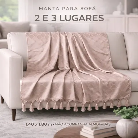 Manta para Sofá 2 e 3 Lugares 1,40x1,80 Decorativa Jacquard