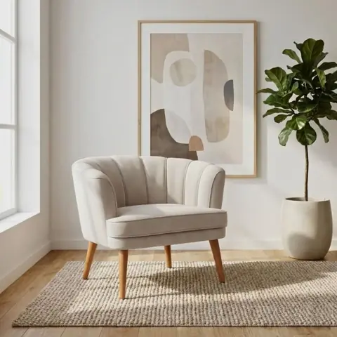 Poltrona para Sala de Estar Estofada Decorativa Moderna Pés de Madeira Reforçado Ergonômica