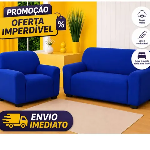 Kit capa para sofá 2 E 3 Lugares Coladinha Malha Gel Top