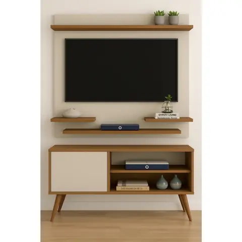 Rack Gardênia Retro com Painel Space para TV até 32” - Cores