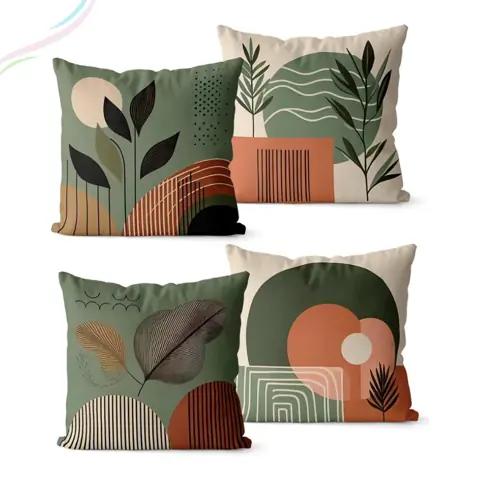 Kit 4 Capas de Almofadas Decorativas de Sala Quarto e Escritório 45 Cm x 45 Cm Estampas Variadas