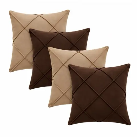 Kit 4 Capas De Almofadas 40x40 Suede Drapeadas Decorativas Sala Sofá Cama Zíper Invisível