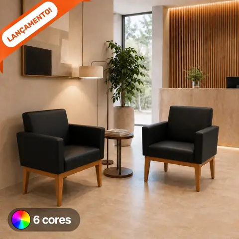 Kit 2 Poltronas Decorativa Para Sala Nina Base Reforçada Corino Aninha Poltronas