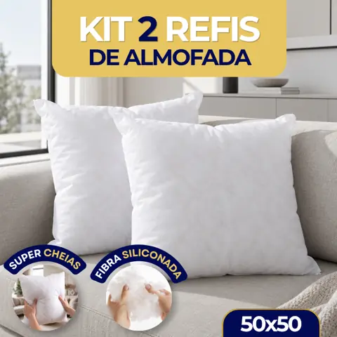 Kit 2 Enchimento de Almofada 50x50 Fibra Siliconada Ideal Sala Quarto Cheia Macia Antiácaro Antimofo