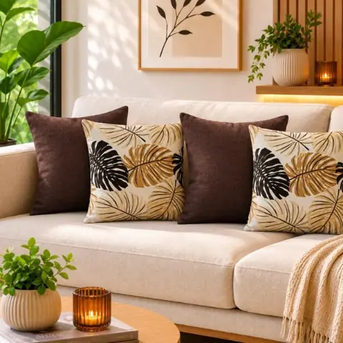 Kit 4 Capas Almofada 60x60 Modernas 2 Lisas e 2 Estampadas