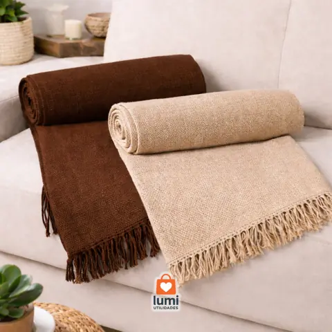 Kit 2 Mantas para Sofá 210x120 - 100% Algodão Premium Protege, Decora e Renova sua Sala