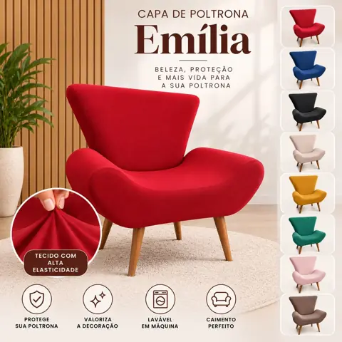 1 Capa para cadeira ou poltrona CANOA EMILIA VEGAS ou BORBOLETA