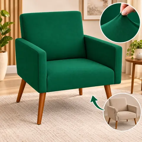 Capa para Poltrona decorativa Sala Nina - Malha Acetinada com Brilho Diversas Cores