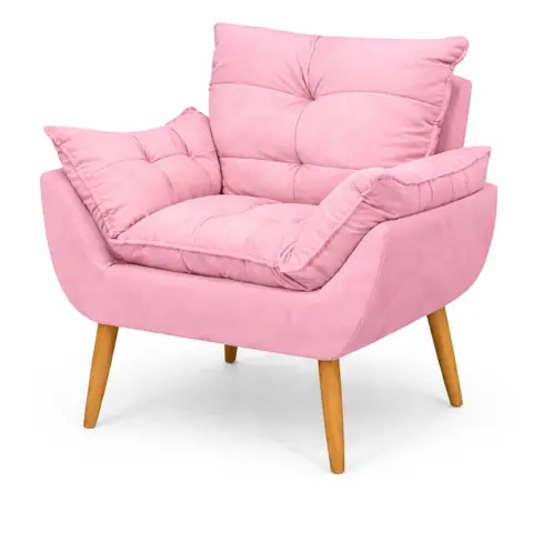 Poltrona Decorativa Opala Sala Quarto Recepção Enchimento Com Fibra De Silicone Pés Palito - GF Moveis