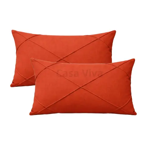 Kit 2 Capas de Almofada Baguete 50x30 Suede Drapeado com Zíper Invisível - Premium