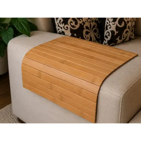 Kit 2 Esteiras De Bambu Multiuso Inigual Para Braço De Sofá E Mesa Marrom-claro