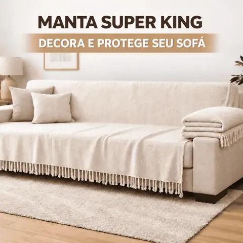 Manta 3,00 x 1,80M / 2,40 x 1,80 Para Sofá King Luxo Gigante 100% Algodão Protetor Decoração