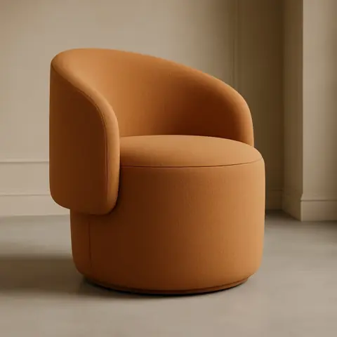 Poltrona Orgânica Redonda para Sala Recepção Liz Confortável Elegante Bouclê Terracota
