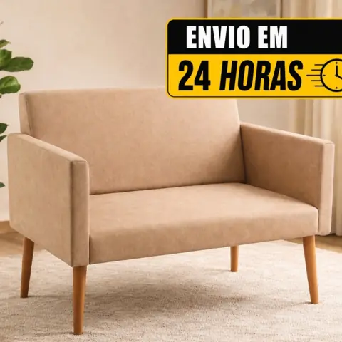 Poltrona Decorativa Namoradeira 2 Lugares Suede Luxo Moderna Confortável Sala Quarto até 200kg