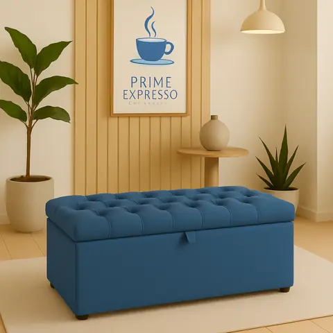 Baú Organizador Puff Estofado Multiuso com para Sala, Quarto e Decoração