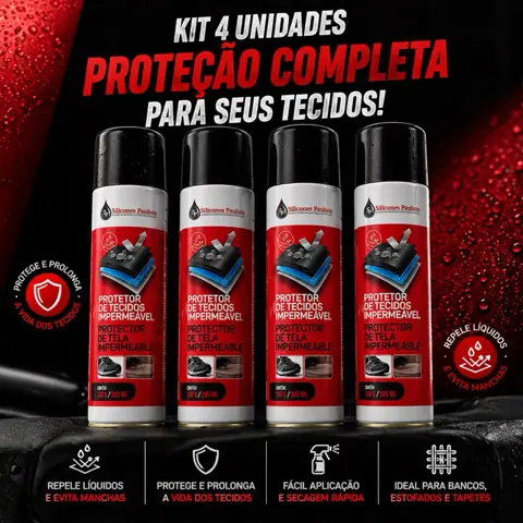 Kit 4 latas Spray Impermeabilizante de Tecidos Protetor de Sofá Cadeira Banco