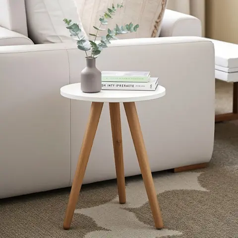 Mesinha De Canto Redonda Pe Palito Lateral Sofa