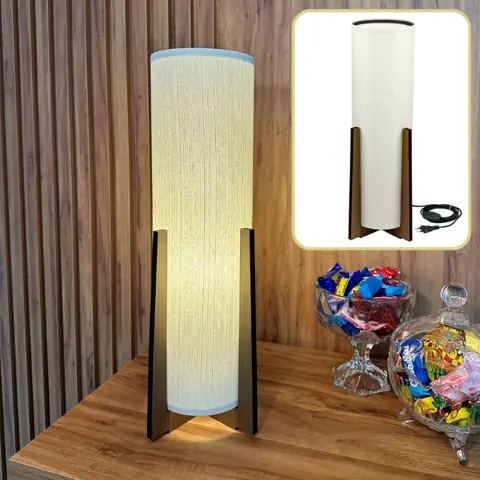 Luminária Abajur de piso atlas para sala quarto escritório luxo Decoração Mdf Bivolt