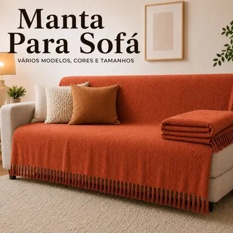 Manta Decorativa Premium Para Sofá 4,00M x 1,80M / 3,00M x 1,80 / 2,40 x 1,80 / 2,10 x 1,20 100% Algodão...