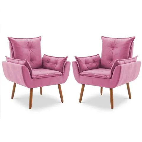 Kit 2 Poltrona Decorativa Opala - Poltrona Para Recepção - Poltrona Para Sala De Estar Luxo