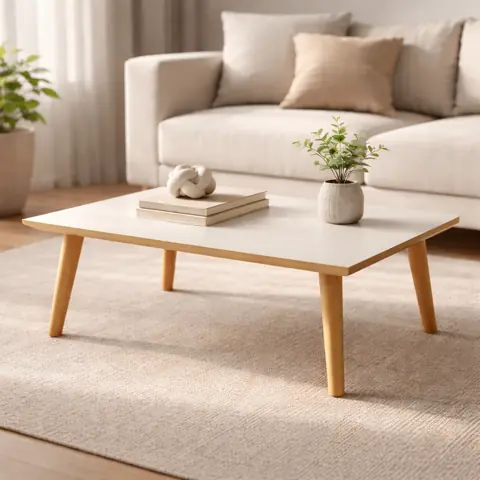 Mesa De Centro Grande 80x42 cm De Sala Pé Palito de Madeira Mesinha Retrô Baixa Decorativa Elegante Apoio...