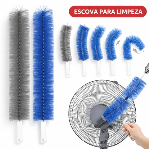 Escova Flexível para Limpeza de Ventilador Persiana Sofá e Janelas Cabo Longo 42cm